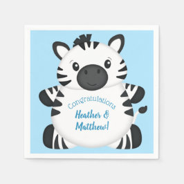 Servilleta De Papel Zebra Baby Shower Safari Blue Boy