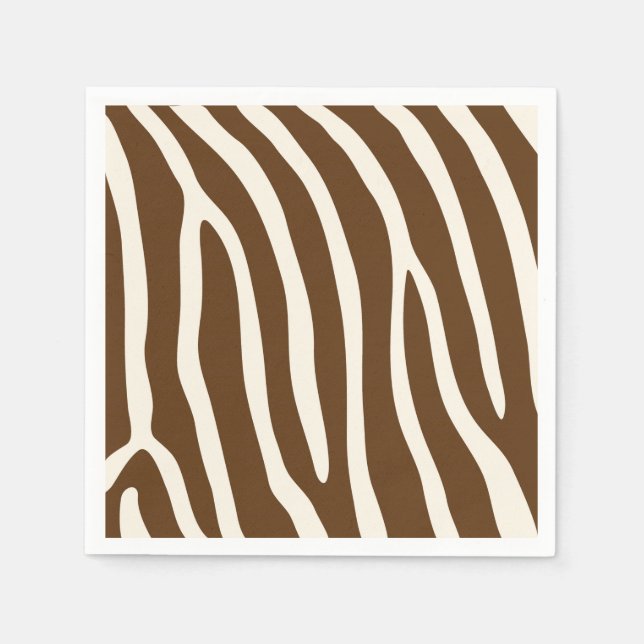 Servilleta De Papel Zebra de animales exóticos en franjas marrones (Anverso)