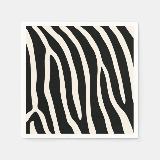 Servilleta De Papel Zebra de animales exóticos rayas en negro (Anverso)