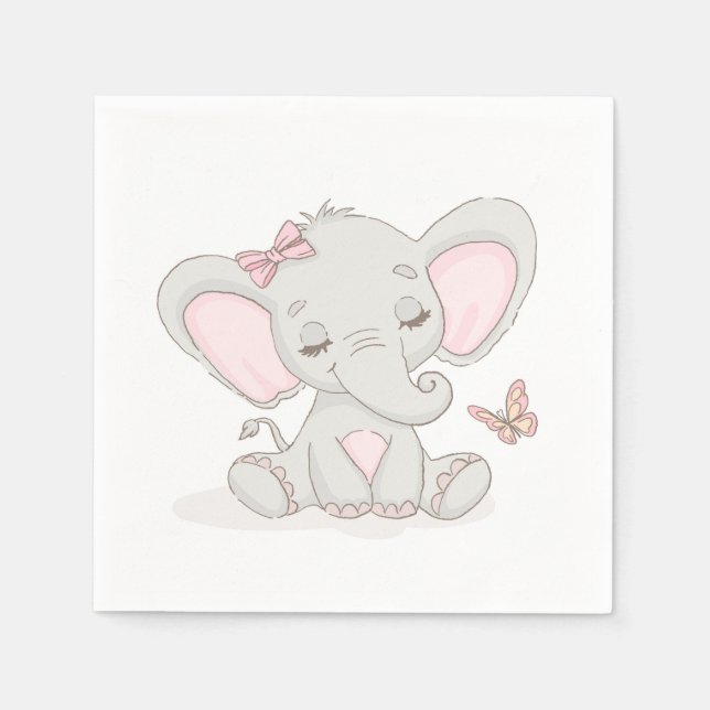 Servilleta De Papel Zebra de Elefante y Mariposa (Anverso)