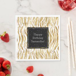 Servilleta De Papel Zebra de oro blanco Glitz Confetti