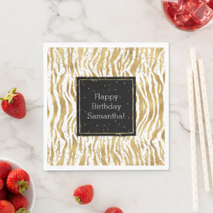Servilleta De Papel Zebra de oro blanco Glitz Confetti