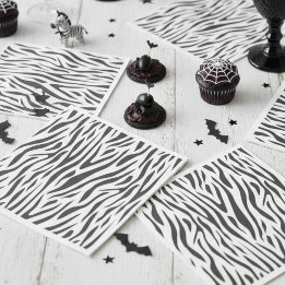 Servilleta De Papel Zebra Print Black and White Party 