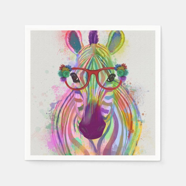Servilleta De Papel Zebra Rainbow Splash (Anverso)