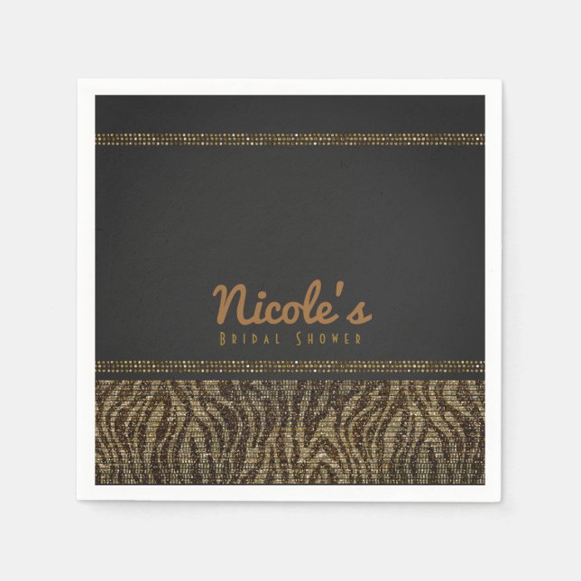 Servilleta De Papel Zebra Sparkle Secuencia Glam Moda Fiesta moderno (Anverso)