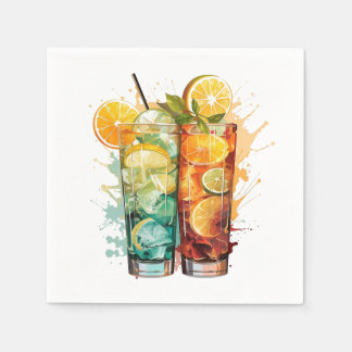 Servilleta De Papel 🌟 🍋 "Zesty Cocktail Hour" Papel Napkins 🍊 🌟