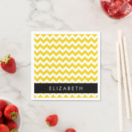 Servilleta De Papel Zigzag Amarillo, Chevron Amarillo, Tu Nombre