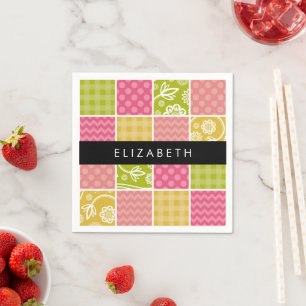Servilleta De Papel Zigzag, Chevron, Polka Dots, Gingham, Su Nombre