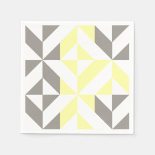 Servilleta De Papel ZigZag geométrico amarillo y plateado