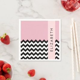 Servilleta De Papel Zigzag negro y blanco, chevron, rosado, tu nombre