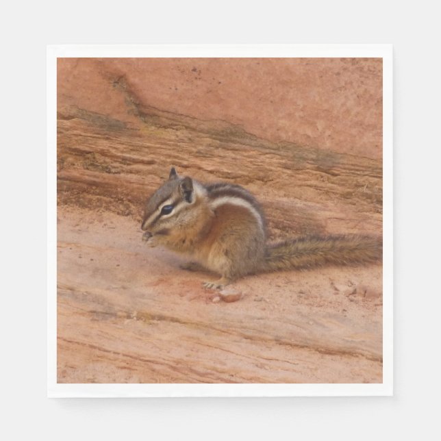 Servilleta De Papel Zion Chipmunk sobre las rocas rojas (Anverso)