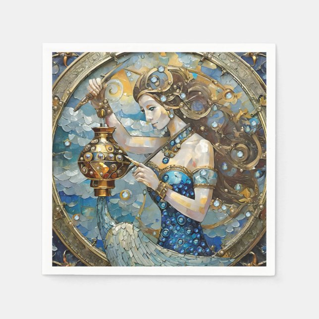 Servilleta De Papel Zodiac - Aquarius El Aguador (Anverso)