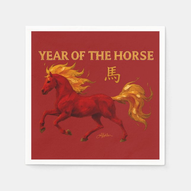 Servilleta De Papel Zodiac Chinese New Year 2026 Yang Fire Horse (Anverso)