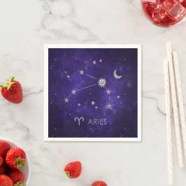 Servilleta De Papel Zodiac Purple Aries | Horoscopio Astrológico Cósmi