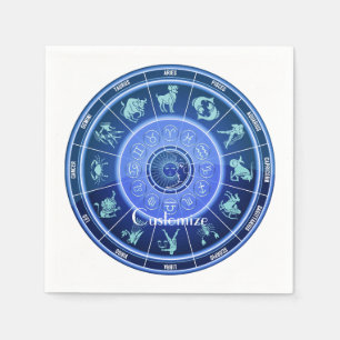 Servilleta De Papel Zodiac Sun Rótulo Astrología Calendario Thunder_Co