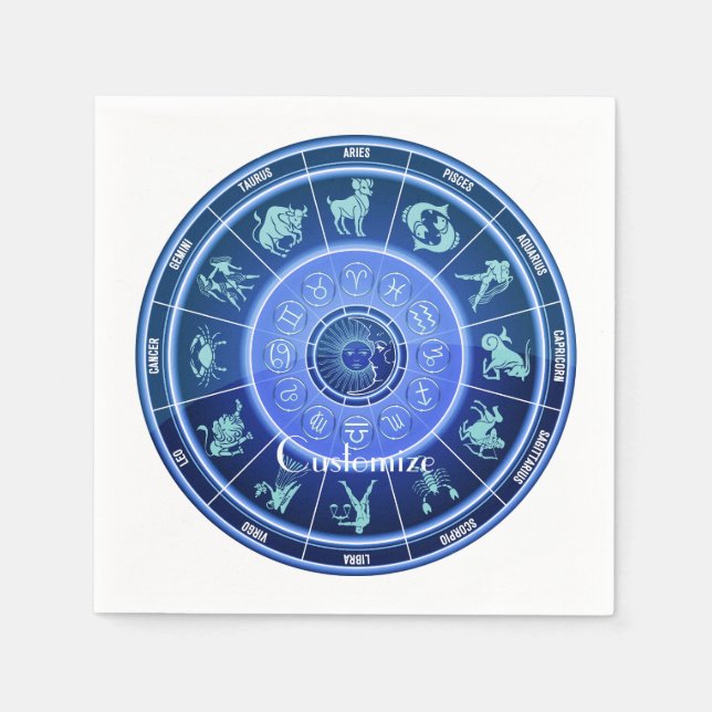 Servilleta De Papel Zodiac Sun Rótulo Astrología Calendario Thunder_Co (Anverso)