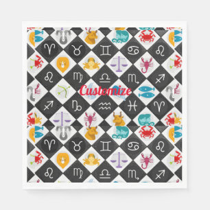 Servilleta De Papel Zodiac Sun Rótulo Astrología Calendario Thunder_Co
