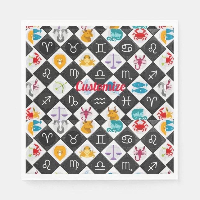 Servilleta De Papel Zodiac Sun Rótulo Astrología Calendario Thunder_Co (Anverso)