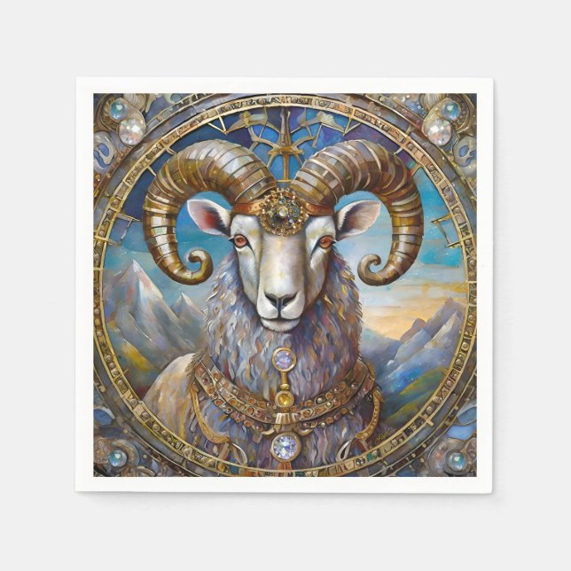 Servilleta De Papel Zodiaco - Aries The Ram (Anverso)