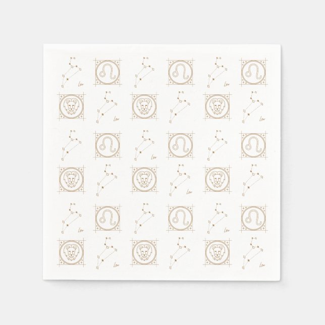 Servilleta De Papel Zodiaco negro y oro León Astrología Estrella de Si (Anverso)