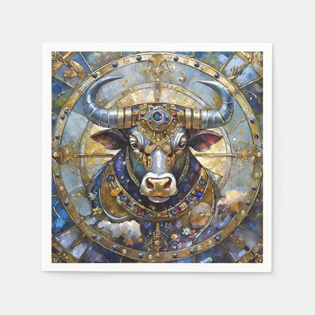 Servilleta De Papel Zodiaco - Tauro El Toro (Anverso)