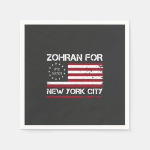 Servilleta De Papel Zohran Mamdani para alcalde de NYC con bandera de