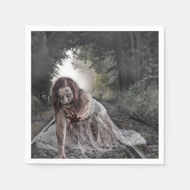 Servilleta De Papel Zombi en las vías (Anverso)