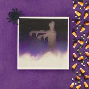 Servilleta De Papel Zombie en niebla con bruma morada Halloween