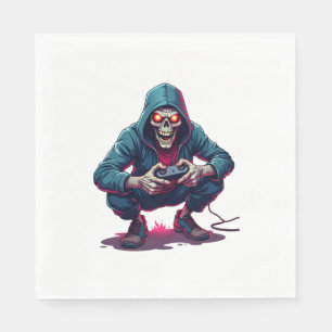 Servilleta De Papel Zombie Gamer - Graciosa camiseta de juego de Hallo