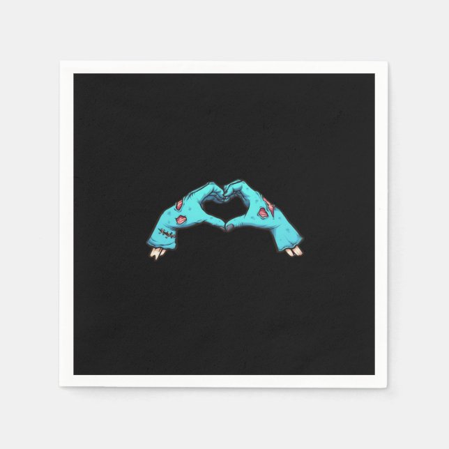 Servilleta De Papel Zombie Hands Heart Halloween Spooky (Anverso)