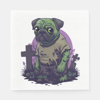 Servilleta De Papel Zombie Pug � Undead Funny Halloween Dog