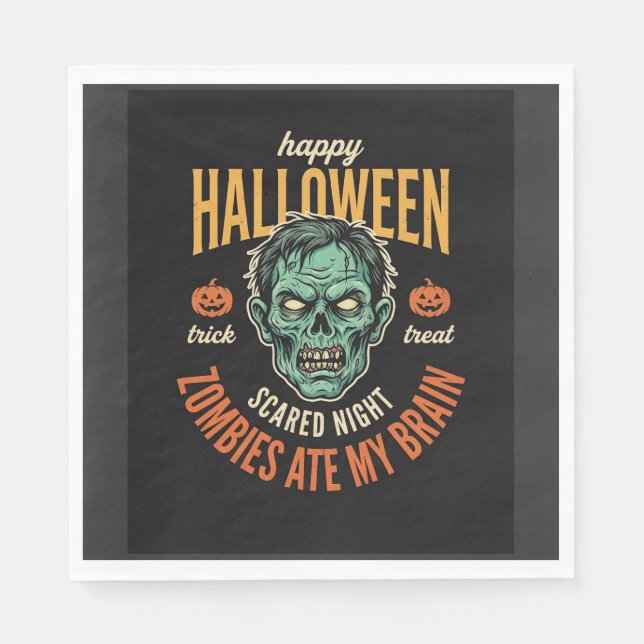 Servilleta De Papel Zombies de Halloween se comieron mi cerebro (Anverso)