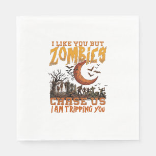 Servilleta De Papel Zombies nos persiguen Halloween Cementerio Luna Cr