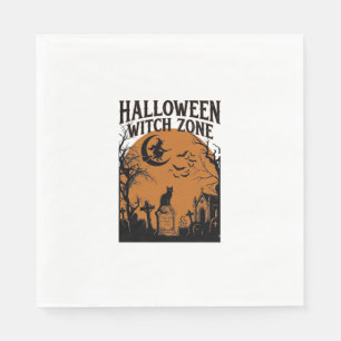 Servilleta De Papel Zona de Bruja de Halloween Cementerio de Gato Negr