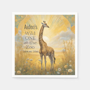 Servilleta De Papel Zoo Safari Giraffe Wild ONE Cumpleaños Party