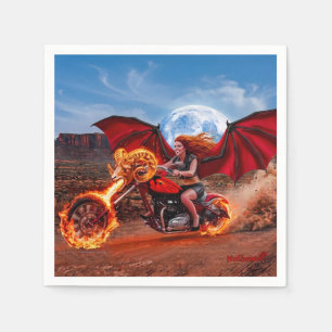 Servilleta De Papel Zorra Fiery Vampire Biker Babe