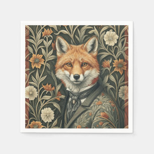 Servilleta De Papel Zorro caballero con traje de noche vintage bosque