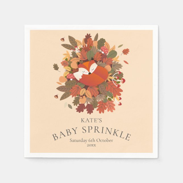 Servilleta De Papel Zorro Cachorro Bebé Rústico Bosque Sprinkle / Show (Anverso)