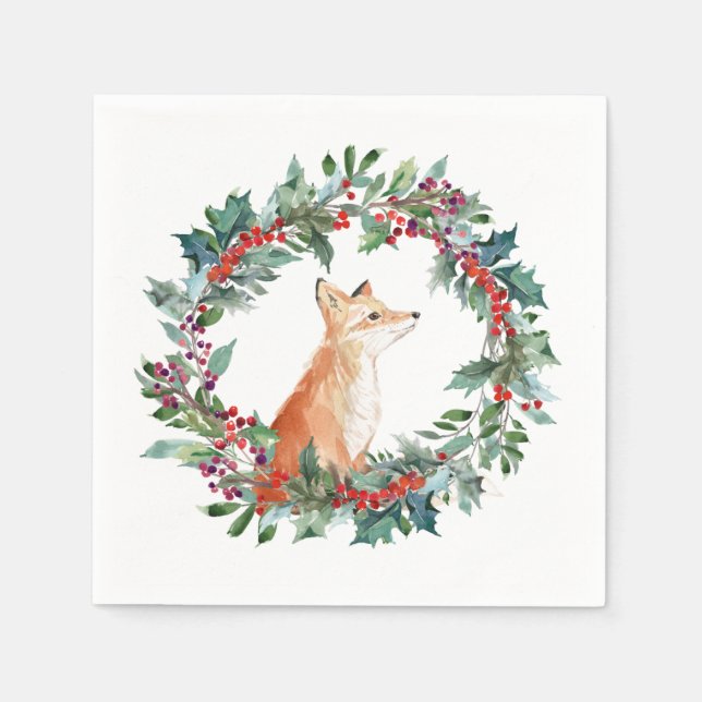 Servilleta De Papel Zorro de Bosque Navidad (Anverso)