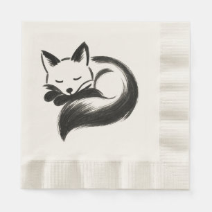 Servilleta De Papel Zorro durmiente – Diseño minimalista de animal en 