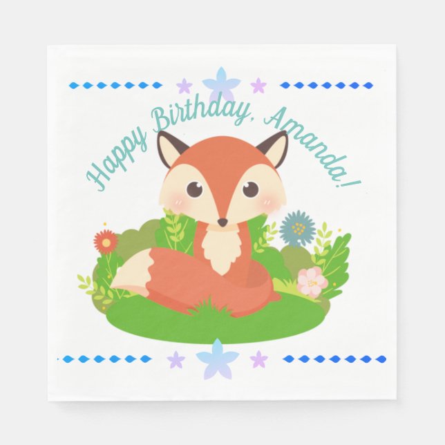 Servilleta De Papel Zorro Pequeño y Lindo (Anverso)