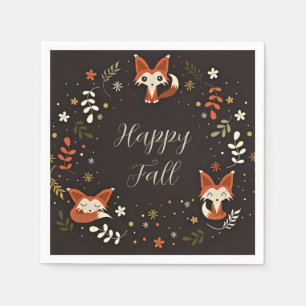 Servilleta De Papel Zorros de otoño con texto personalizable 