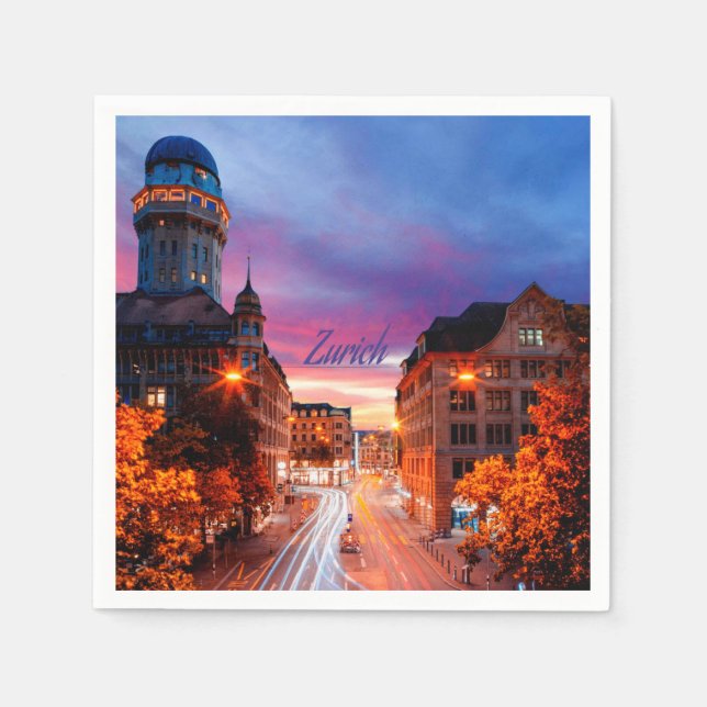 Servilleta De Papel Zurich Suiza Sunset (Anverso)