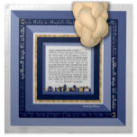 Servilleta De Tela Blue Gold Jerusalem ASHKENAZ Challah Dough Cover<br><div class="desc">La versión ASHKENAZ de la Bracha en nuestra popular cubierta de Dough con marco de Challah Shades of Blue & (simulada) Gold en Jerusalén. Challah Dough Cover incluye el texto completo de la versión Ashkenazic de la Bendición recitada cuando se separa Challah más el texto completo del Yehi Ratzon que...</div>