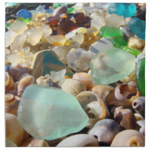 Blue Seaglass cloth Napkins Sea Glass Coastal