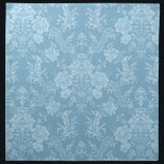 Servilleta De Tela Elegante Moda romántica floral Damasco-Pastel azul<br><div class="desc">Elegante diseño adamascado floral de inspiración vintage con flores azul pastel monocromo de moda,  rollitos y bolsitas de delicadas cintas de encaje. Este patrón es fluido y puede ampliarse o reducirse.</div>