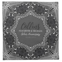 Groovy Dark Damask Black White Fractal Lace