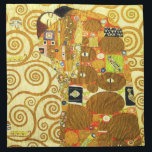 Servilleta De Tela Gustav Klimt Fulfillment Napkin<br><div class="desc">Gustav Klimt Napkin. Friso de 1909. Completada durante la fase dorada de Klimt, el Fulfillment presenta una pareja abrazadora que se sostiene bajo un tejido con múltiples patrones, con espirales, ojos, aves, peces y otras formas. El fondo de la obra incluye las mismas espirales de bronce que adornan el famoso...</div>