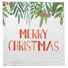 Servilleta De Tela Hermosa cereza y ramas "Feliz Navidad"