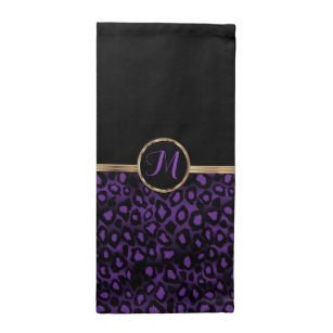 Servilleta De Tela Monograma Ropa de piel de leopardo púrpura Napkin